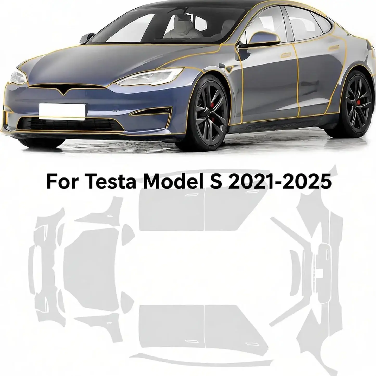 8.5Mil TPU Bumper Paint Protection Film For Tesla Model S 2021-2025 Pre-cut PPF Kit Clear Bra Car Body Anti-Scratch Resistant