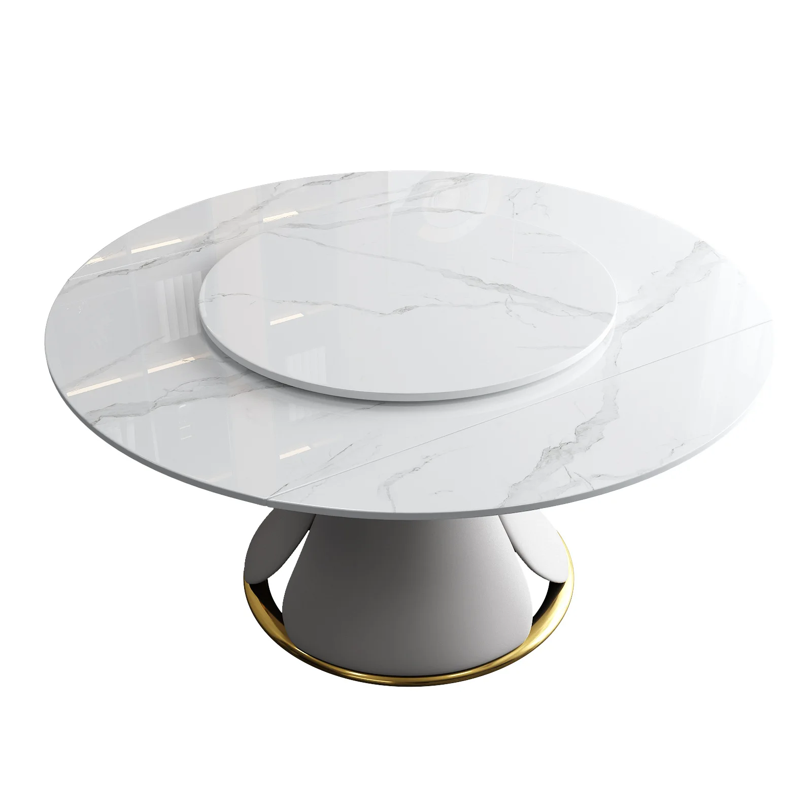 

Modern Simple Rock Table With Turntable 8 People Round Table Round Big Table Household Light Luxury Furniture