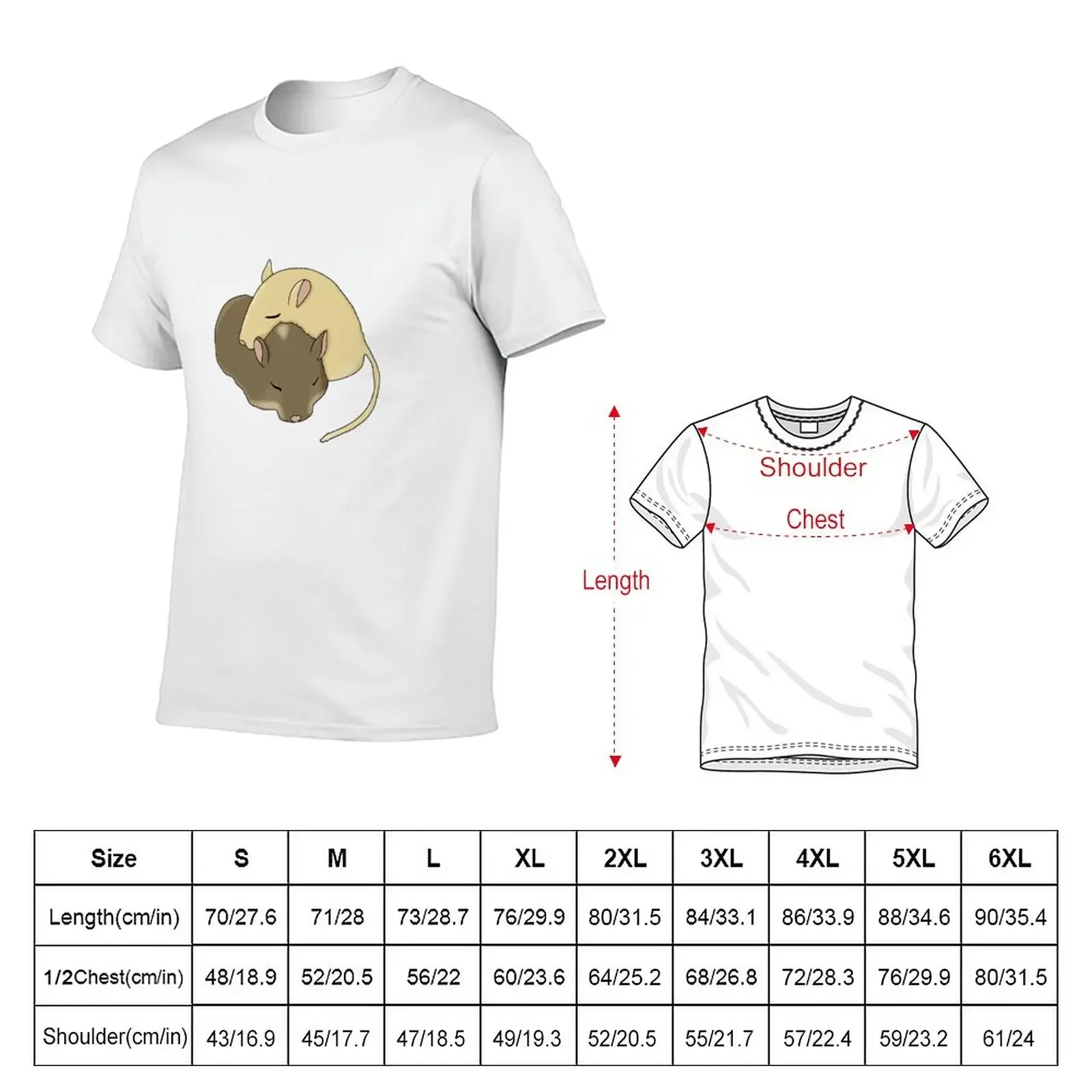 Two cute gerbils snuggled sleeping T-Shirt rapper graphic tees new edition vintage graphic tee anime Men's cotton t-shirt