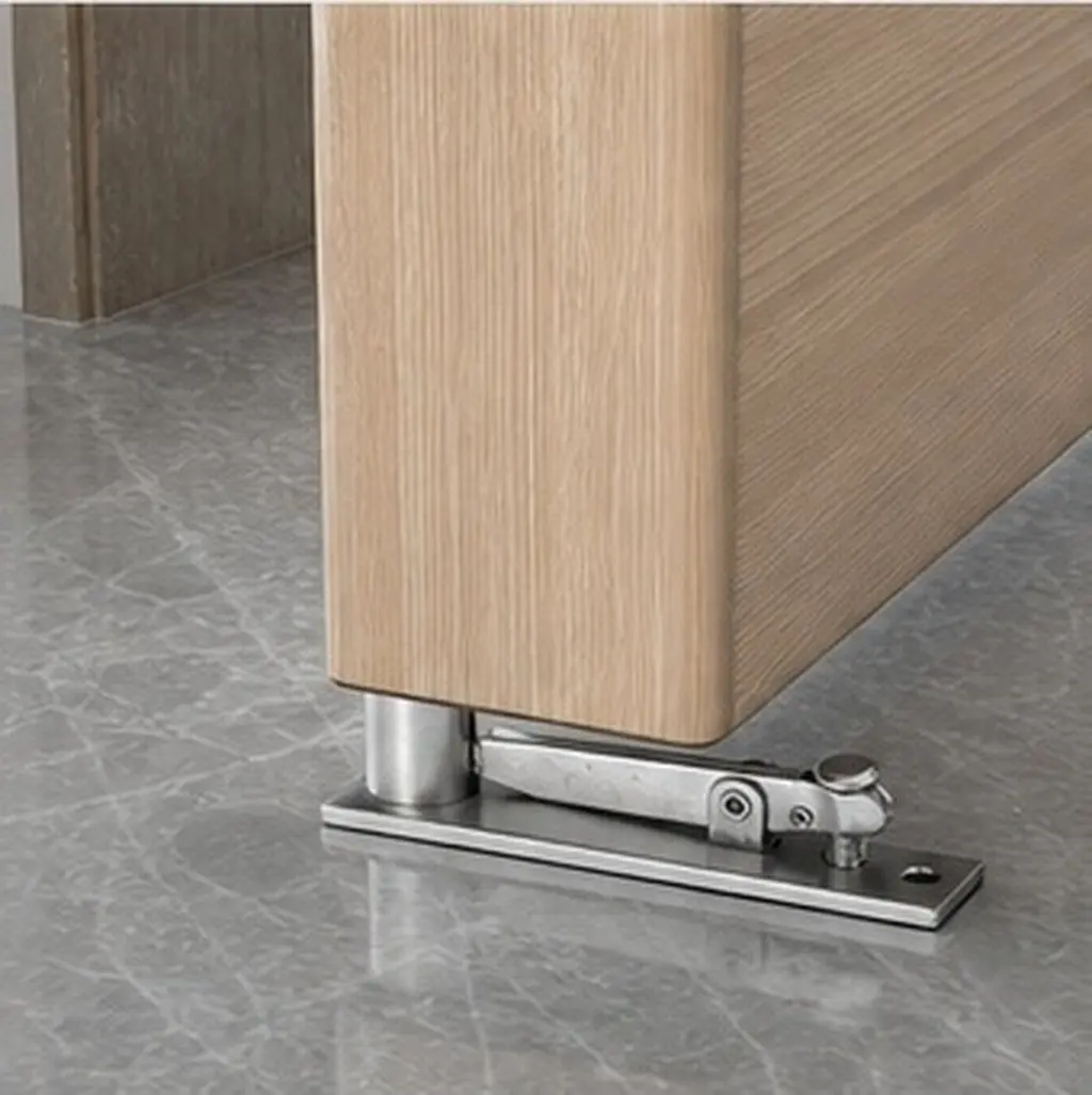 1Set Brushed Stainless Steel Adjustable Pivot Hinge Thick Shaft Heavy Duty Floor Supported Door Hinge for Residential Indoor