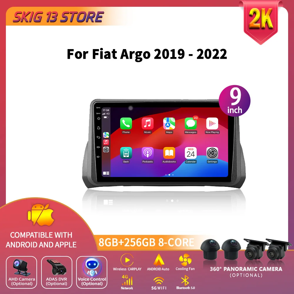 

For Fiat Argo 2019-2022 Android 14 Multimedia Navigation WIFI Car Radio Wireless Carplay Stereo BT Auto 4G GPS Screen 2DIN