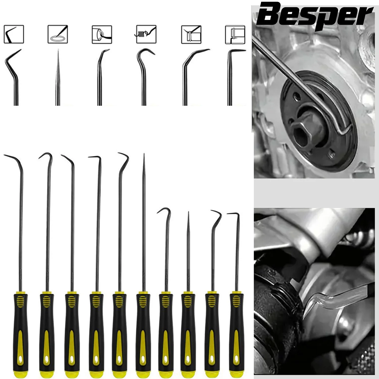 Image of 10/4PCS Pick and Hook Set, Präzisions-Automobilhaken, Auto-Öldichtung/O-Ring-Dichtung, Mini-Präzisionshaken-Abzieher-Entferner