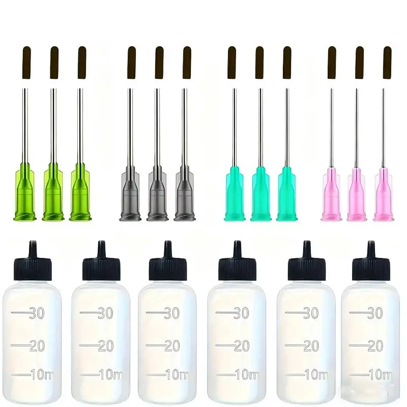 1 Set mit 30ml Präzisions-Spitzflaschen aus Kunststoff mit mehreren stumpfen Nadeln zum Abtropfen. – Detail 1