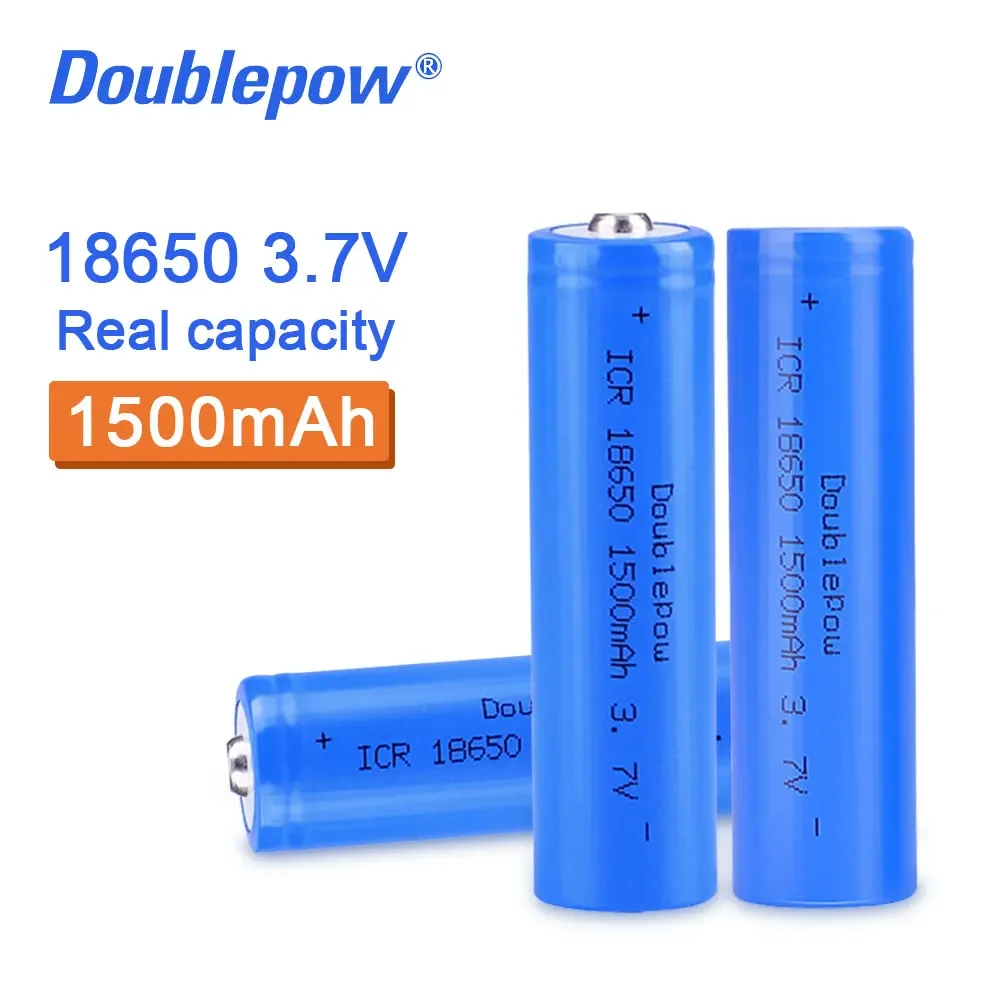 100% original Doublepow high quality 18650 battery 3.7V 1500mah lithium ion battery rechargeable battery for flashlight   etc