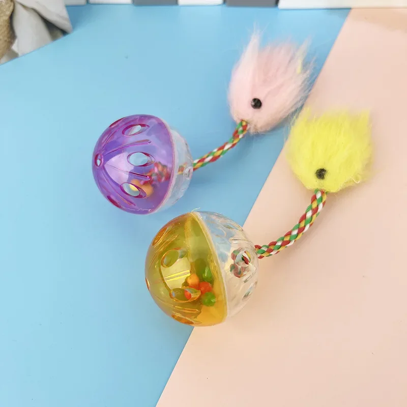 Cat Toy Colorful Braided Rope Relieve Boredom Interactive Toy Pet Bell Mice Ball Toy Cat Supplies Kitten Accesorios Para Gatos