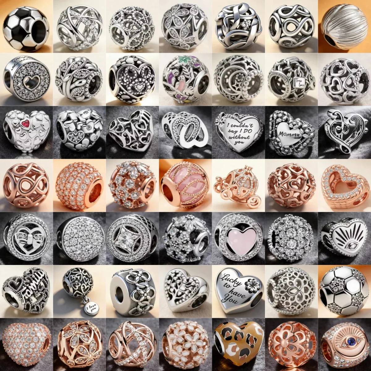 S925 Silver Flower Ball Pumpkin Carriage Heart Shaped Space Lnlaid Zircon Charm Fit Bead Fit for DIY Bracelet Women's Jewelry