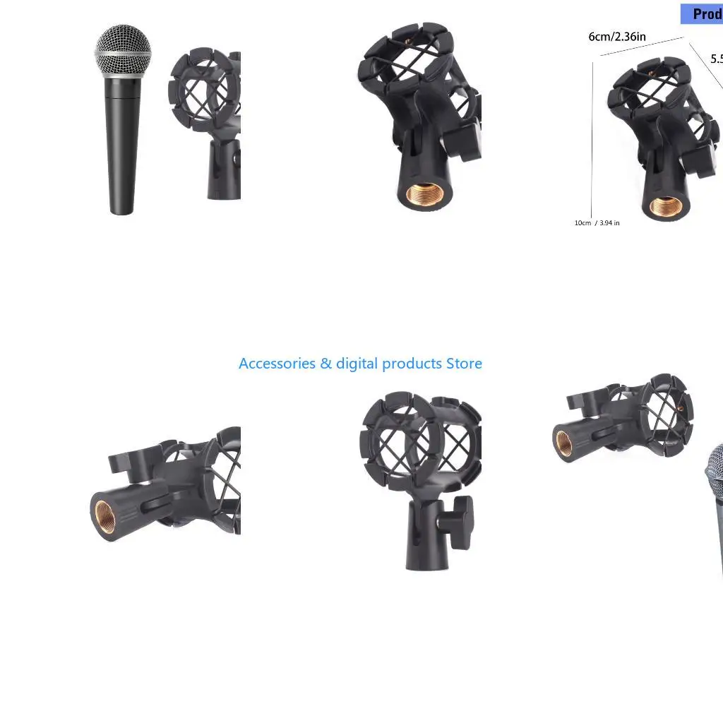 77JD Microphone Mic Stand Suspension Shock Mount Pencil Clip Clamp Holder Bracket with Cold Shoe Mount Stand Replacement