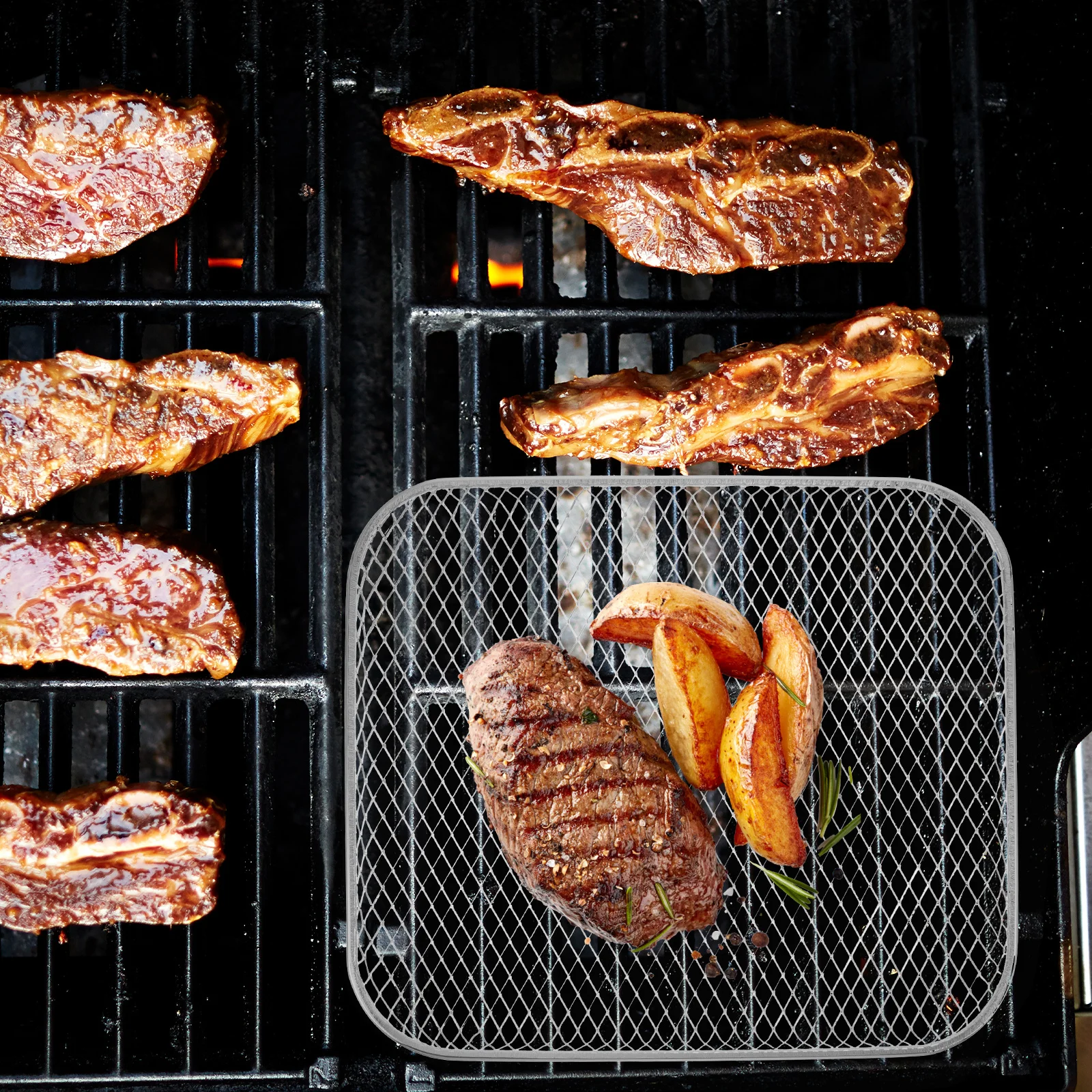 

Portable Stainless Steel Barbecue Mesh Outdoor Bbq Net Multifunctional Grill Rack for Camping Bbq Supplies Meat Fish Vegetable