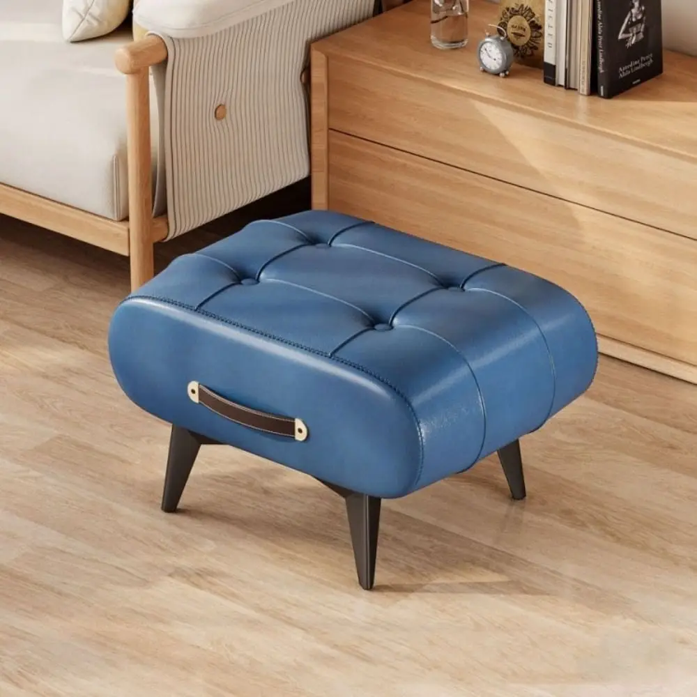 Door Leather Stand Luxury Leather Stools Multifunctional High-end Small Stool Leather Shoe Bench Sunbathing