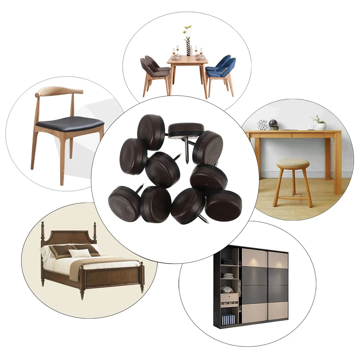 

40Pcs Furniture Leg Bottom Nylon Pads Noise-Proof Non-Slip Floor Protectors Furniture Glide Tacks Floor Protector