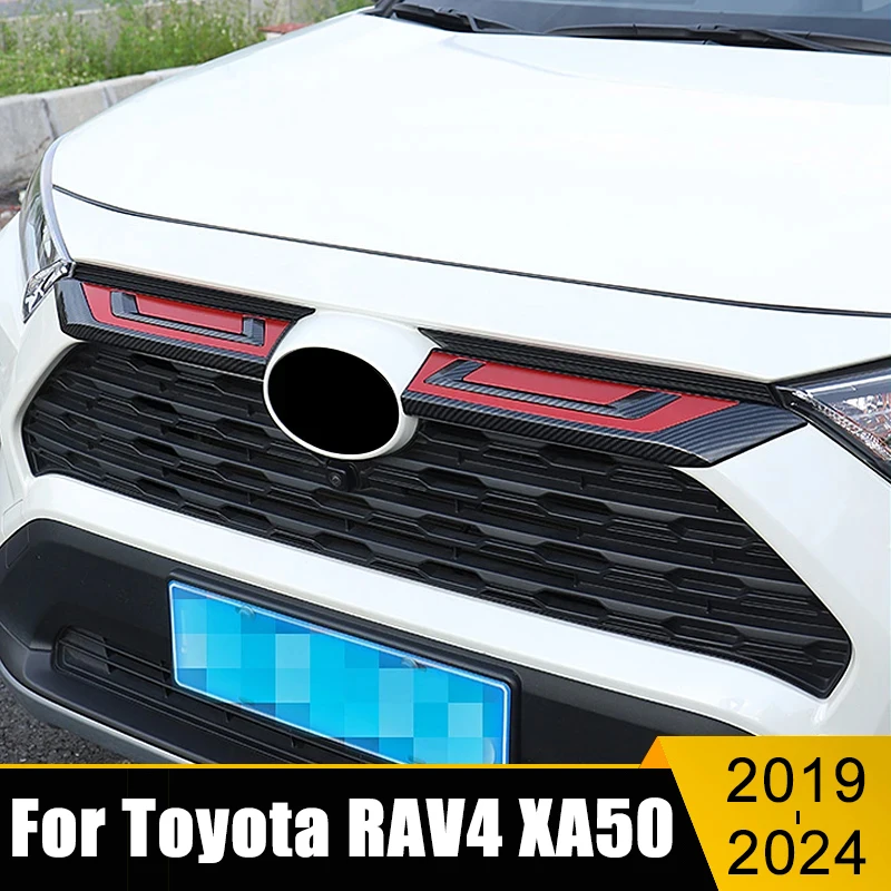 

ABS Car Front Bumper Grille Grills Strip Trims Cover Stickers For Toyota RAV4 XA50 Hybrid 2019 2020 2021 2022 2023 2024 RAV 4