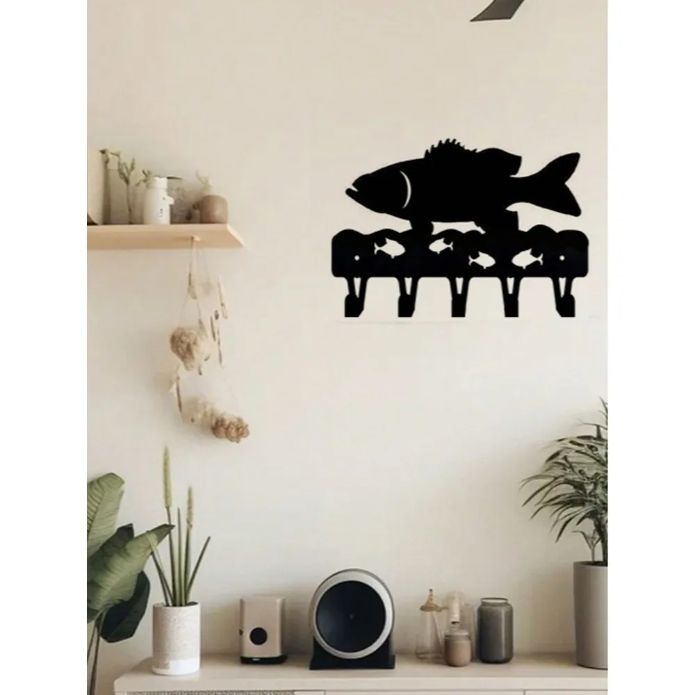 Cute Fish Metal Key Hook Rack, Wall Storage & Home Decor