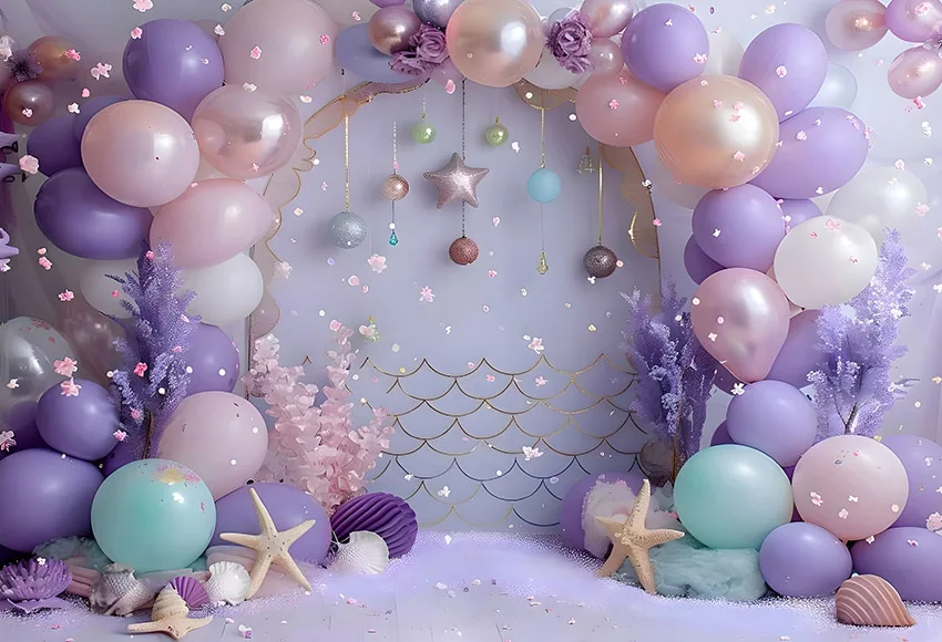 Mehofond Photography Backdrop Purple Castle Princess Birthday Party Flower Ballon Butterfly Background Cake Smash Decor Photos