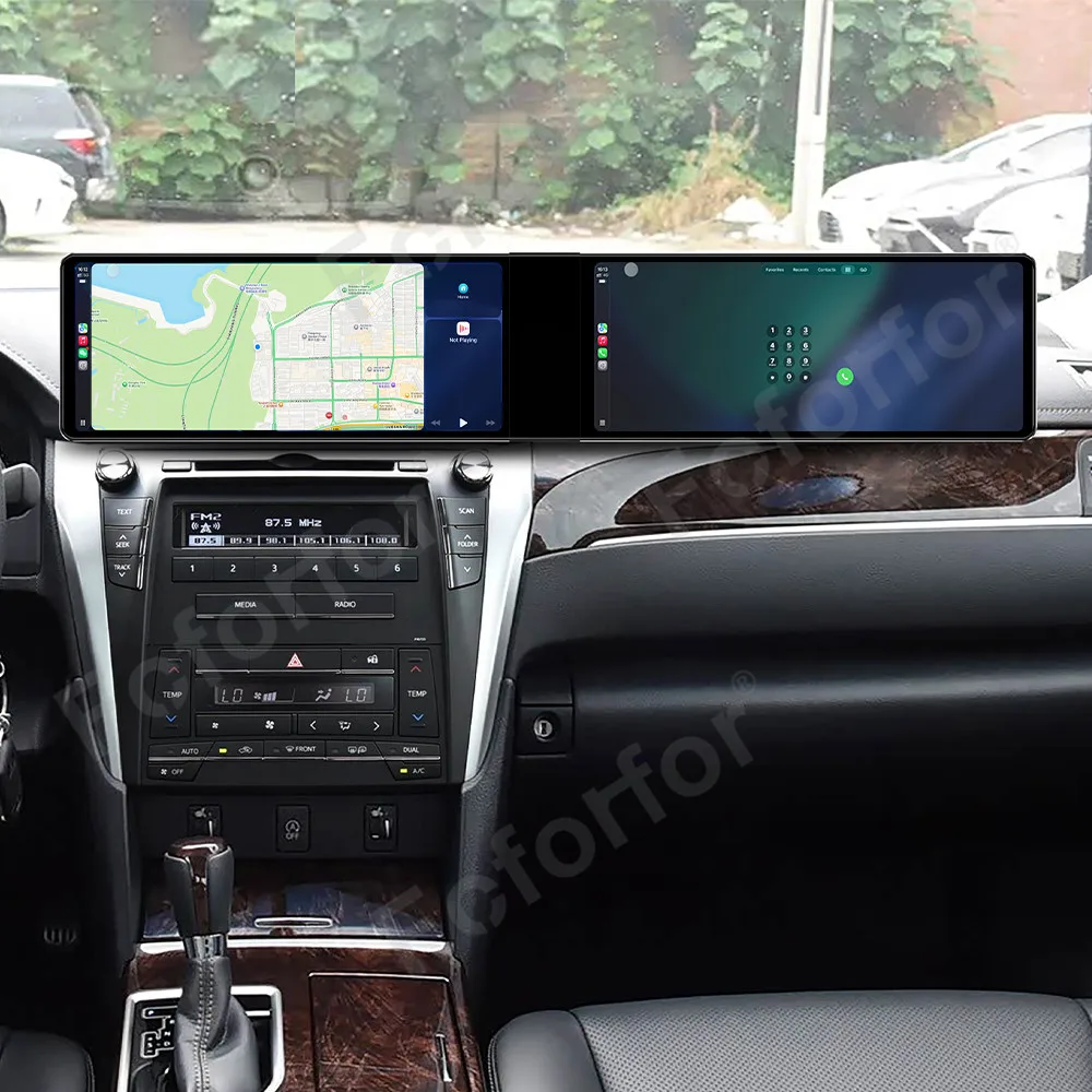 For Toyota Camry 2014-2016 Android 13 CarPlay Qualcomm Dual 12.3 Inch Screen Car GPS Multimedia Player GPS Navi Radio DVD Player