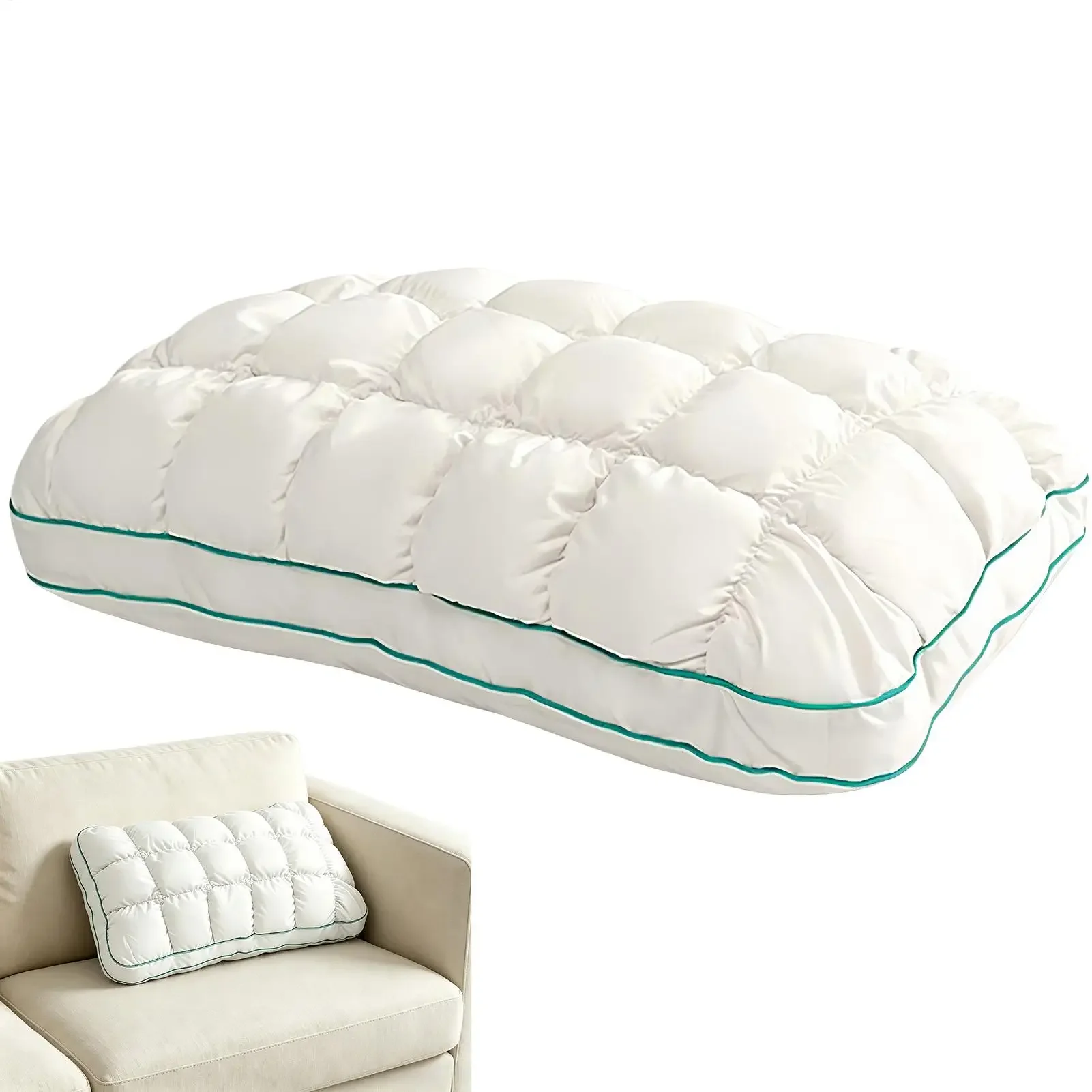 Puff Pillow Quilted Soft Cloud Microfiber Support Sleeping Soft Pillows For Back Neck Shoulder Body Arm Belly Travel Hospital