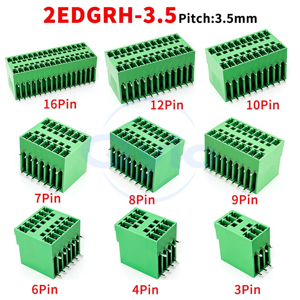 (1 pcs) KF 15EDGRH - 3.5mm dual-layer PCB pluggable terminal block, 2P-20P dual-row angled pins 2EDGRH 3.5
