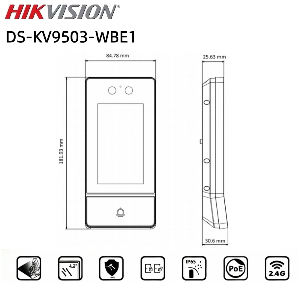 DS-KV9503-WBE1 Hikvision Stazione porta villa IP con riconoscimento facciale in metallo resistente agli vandalo