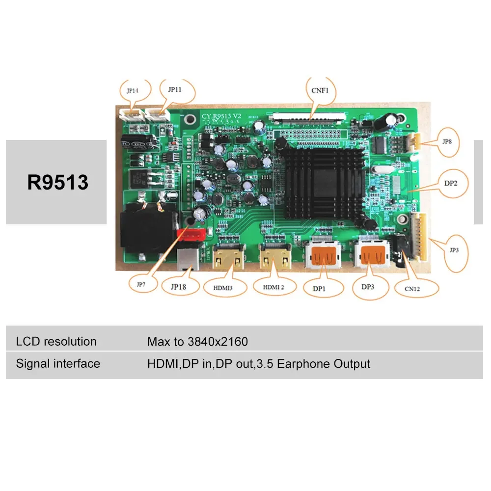 universal lcd control board  2*HDM1 USB OPS Speaker 20 pin 2k resolution 4k lcd V-By-One controller board for lcd panel module