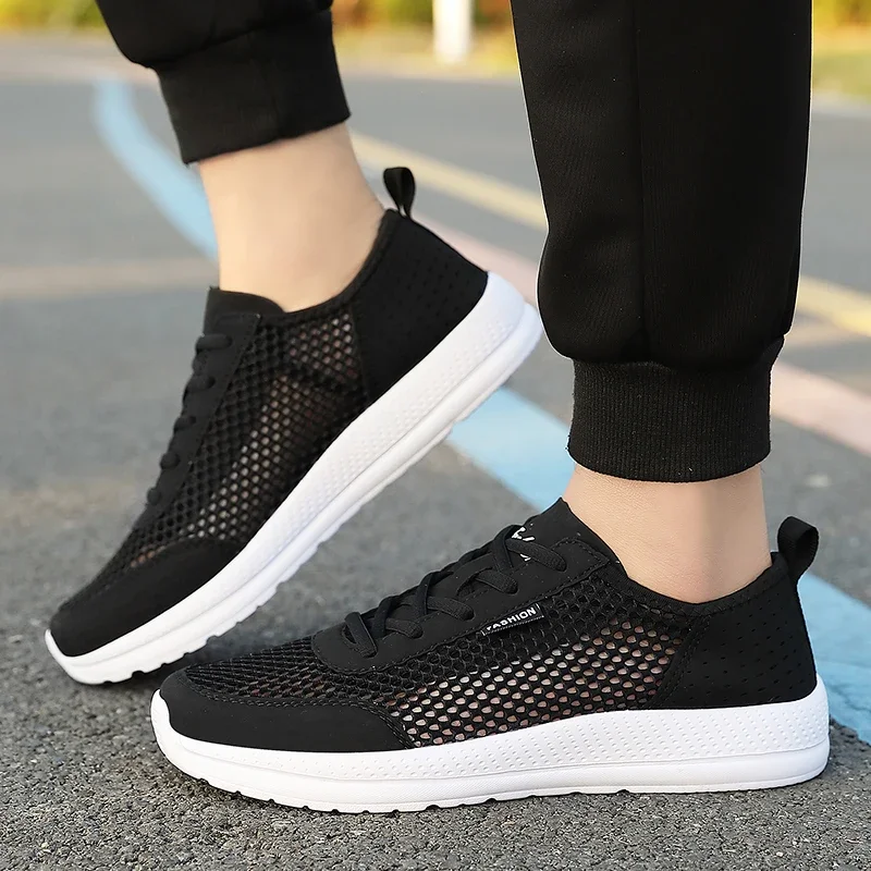 YRZL Sneakers Men Shoes Hollow Mesh Breathable Outdoor Casual Shoes Comfortable Walking Non Slip Big Size Mens Sneakers