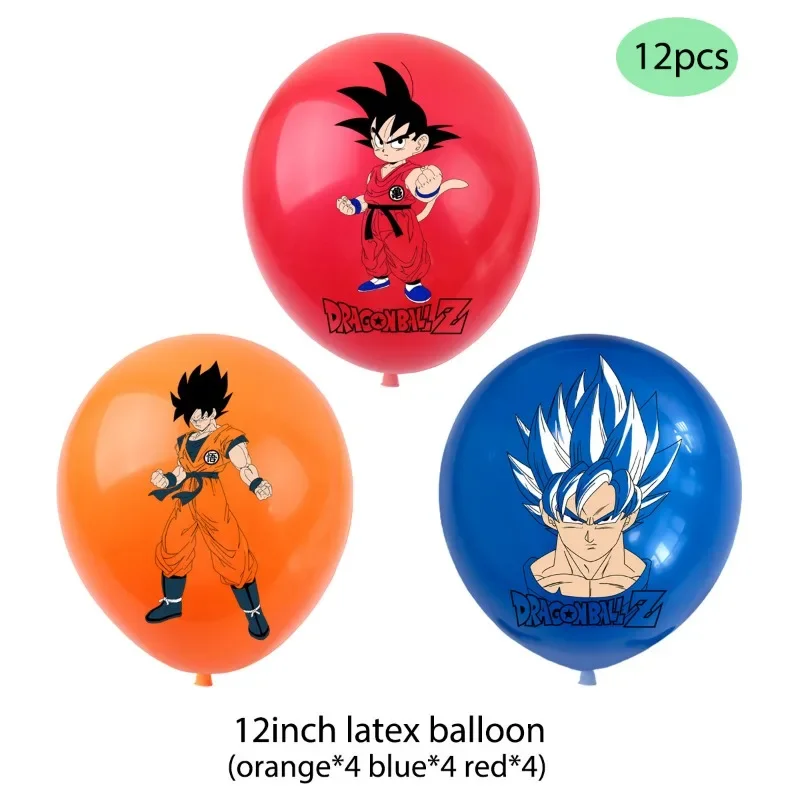 Suministros de fiesta de cumpleaños de Dragon Ball para niños, pancartas de Anime, globos, platos de papel, adornos de pastel, decoraciones de