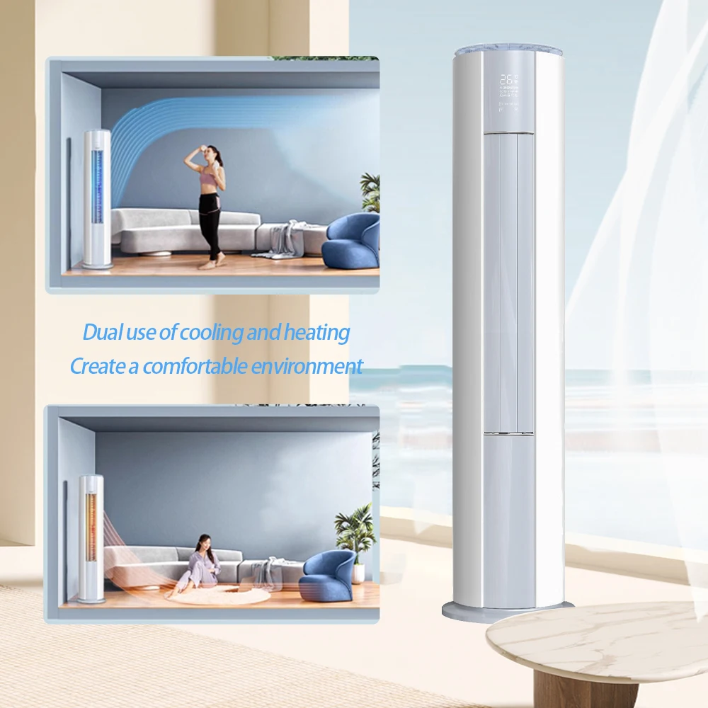 Sistema de Calefacción y Refrigeración de Alta Eficiencia con Aire Acondicionado Inverter de 18000 BTU, Tipo Gabinete Cilíndrico de Pie, Calidad Premium