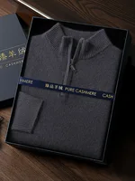 CHICUU-suéter de Cachemira 100% para hombre, jersey con cremallera, cuello simulado, manga larga, prendas de punto básicas de Cachemira, ropa de otoño e invierno, Tops