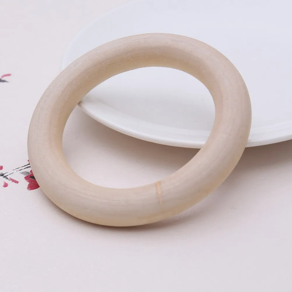 20Pcs Beech Wooden Rings Smooth Unfinished Surface DIY Craft Baby Kids Jewelry Accessories 70Mm