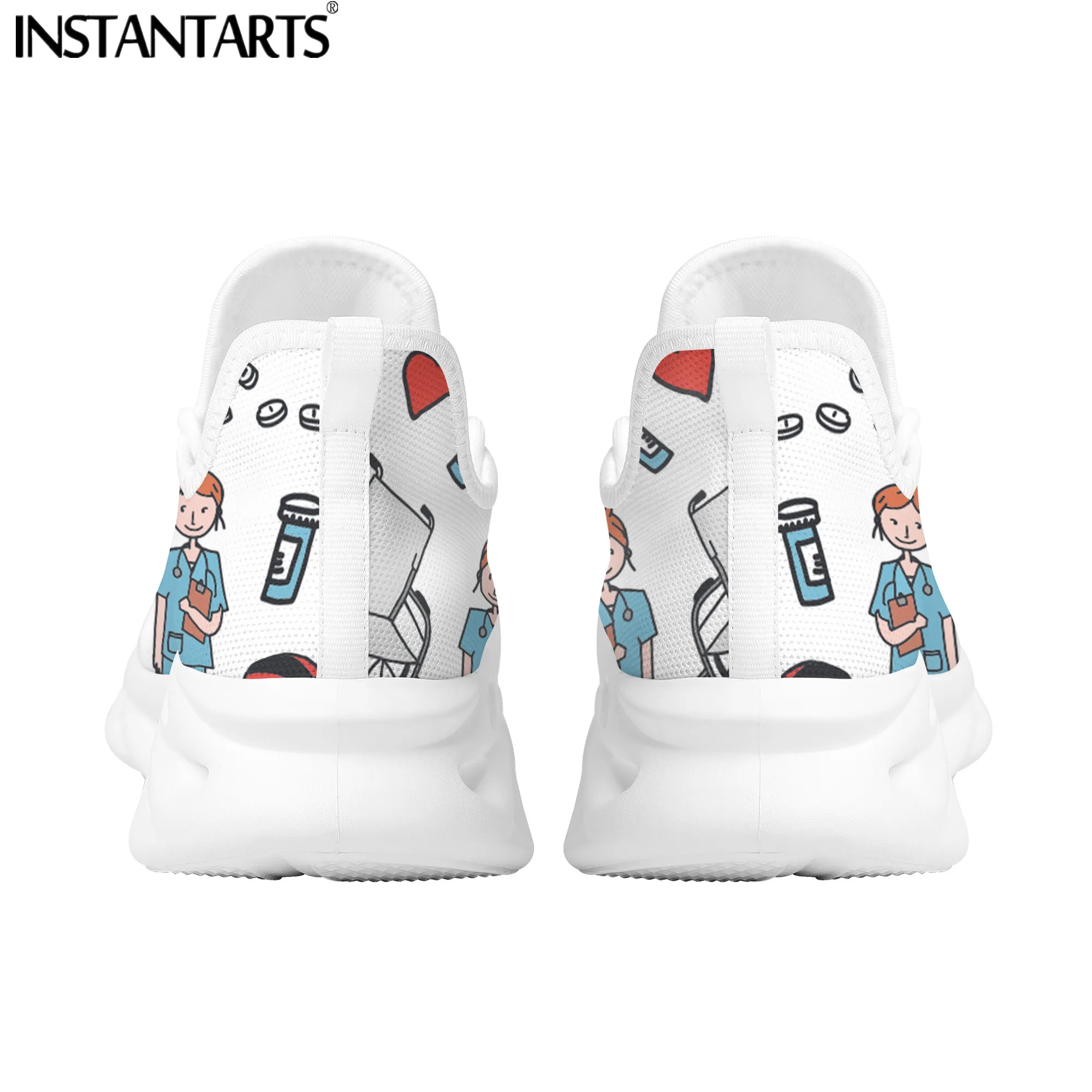 INSTANTARTS Cute Cartoon lekarz dla pielęgniarki panie Chunky buty komfortowe tenisówki Walking buty obuwie damskie zapatillas mujer