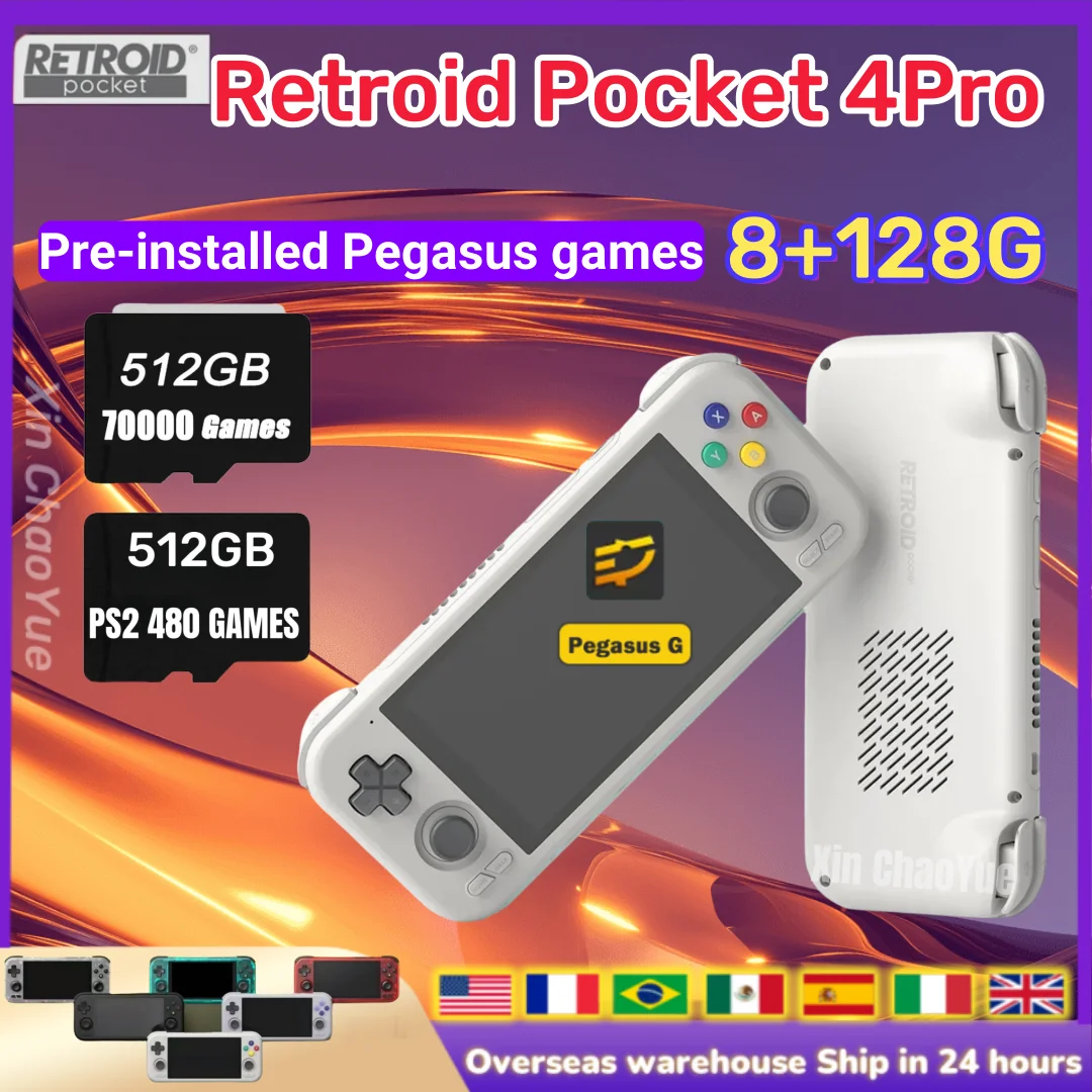 Retroid Pocket 4Pro Retro Handheld Game Console RP4Pro Video Game Consoles 8G+128G WiFi 4.7Inch Touch Screen Android 13 PS2 PSP