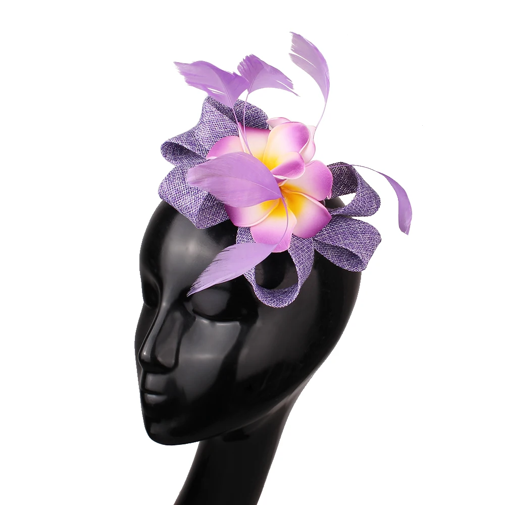 Imitation Sinamay Cocktail Fedora Cap Hair Clip Elegant Women Fashion Flower Fascinator For Church Occasion Hair Accessories