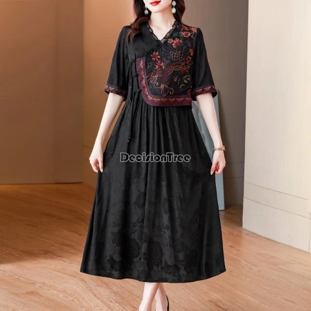 2025 new chinese style temperament graceful qipao ethnic style retro fashion design sense qipao exquisite embroidery slim dress