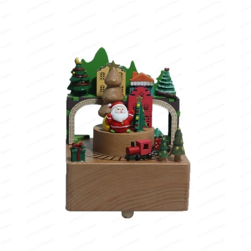 2025 New Christmas Music Box Wooden Crafts Creative Christmas Gifts