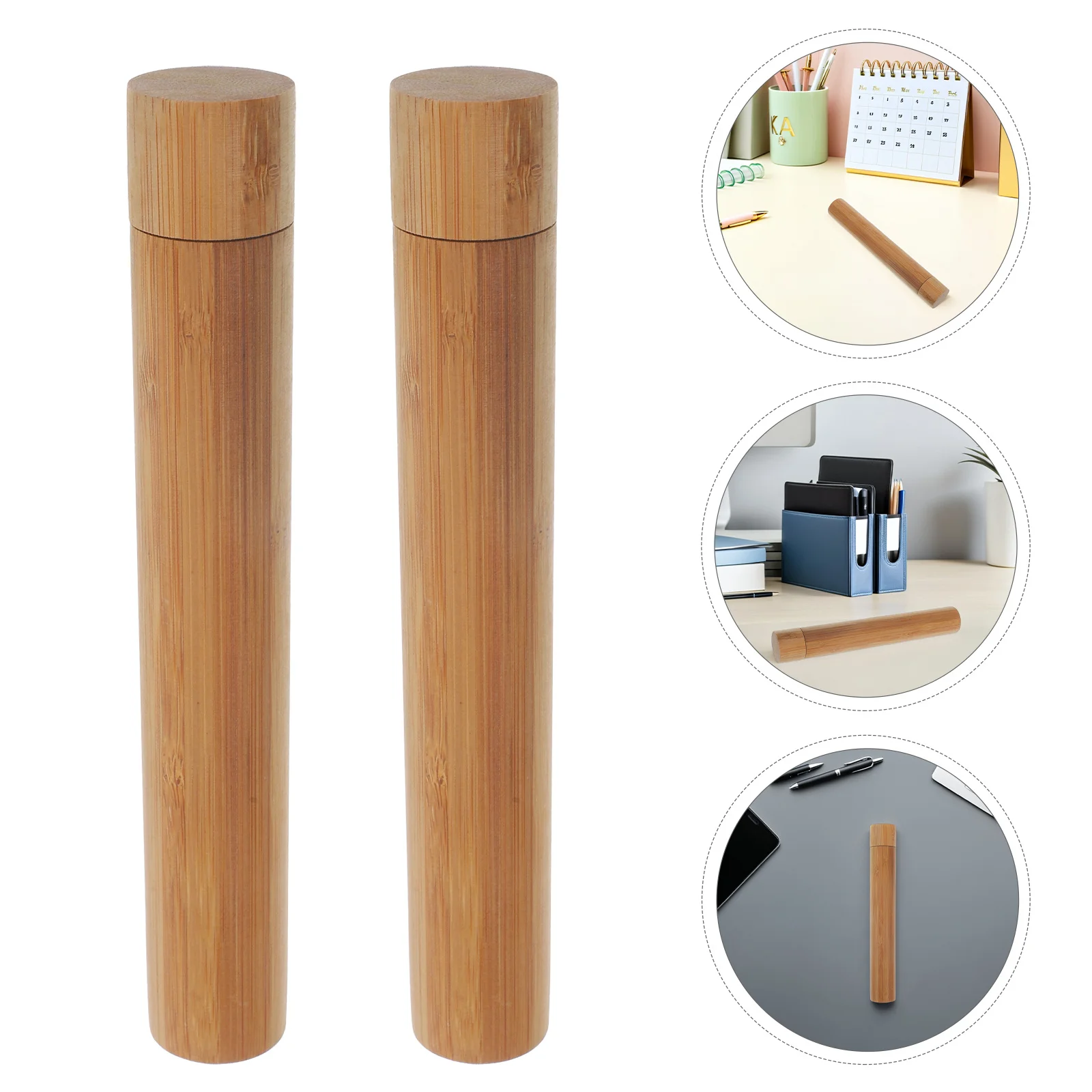 

2Pcs Bamboo Document Storage Tube for Artwork Drawing Poster Carrier Cylinder Lightweight Mailing Tube with Seal Cap