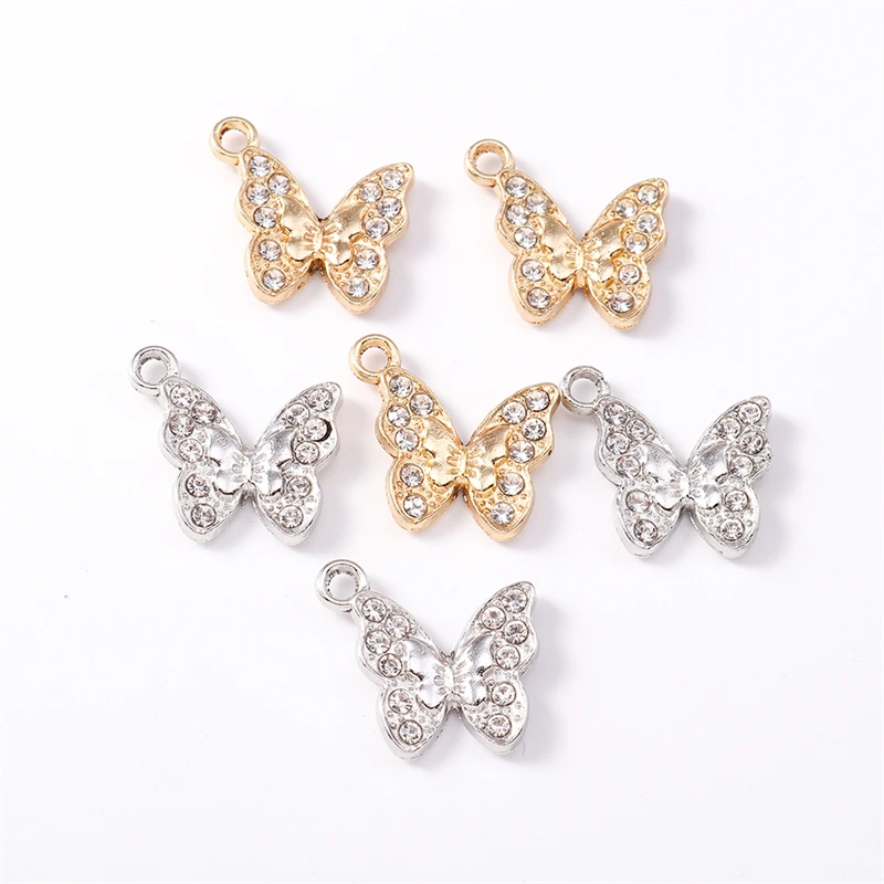 10 Stück 15 x 15 mm niedliche Kristall-Metall-Tier-Schmetterlings-Anhänger für die Schmuckherstellung, Halsketten, Ohrringe, Armbänder, DIY-Handwerk, Geschenk – Detail 6