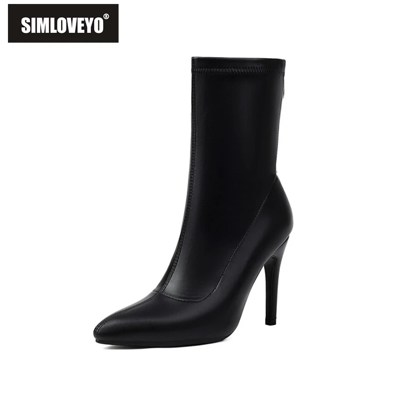 SIMLOVEYO Fashion 10cm Stiletto Heel Faux Leather Ankle Boots Slim Autumn Antislip Shoes Big Size 45 46 47 48 US17 Gold Silver