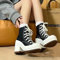 2025 Women Platform Sneakers Canvas Shoes Personalized Luxry Heels Skateboard Lace Up Casual Fashion Outdoor Sneakers