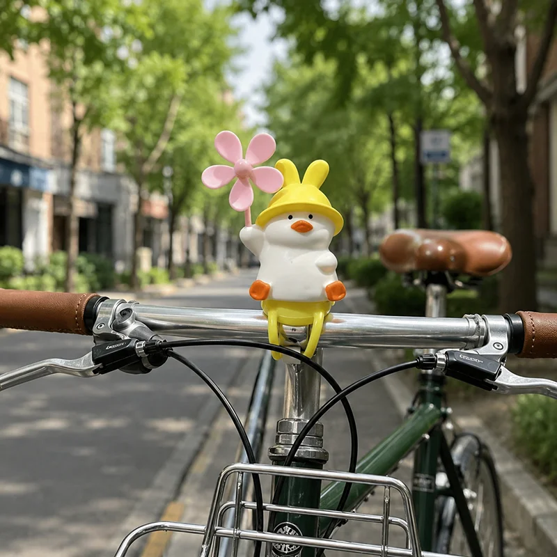 Niedliche Gelbe Enten-Windmühle als E-Bike-Zubehör - Handgefertigte Pedalbetriebene Fahrraddekoration, Süße Fahrradverzierung – Detail 4