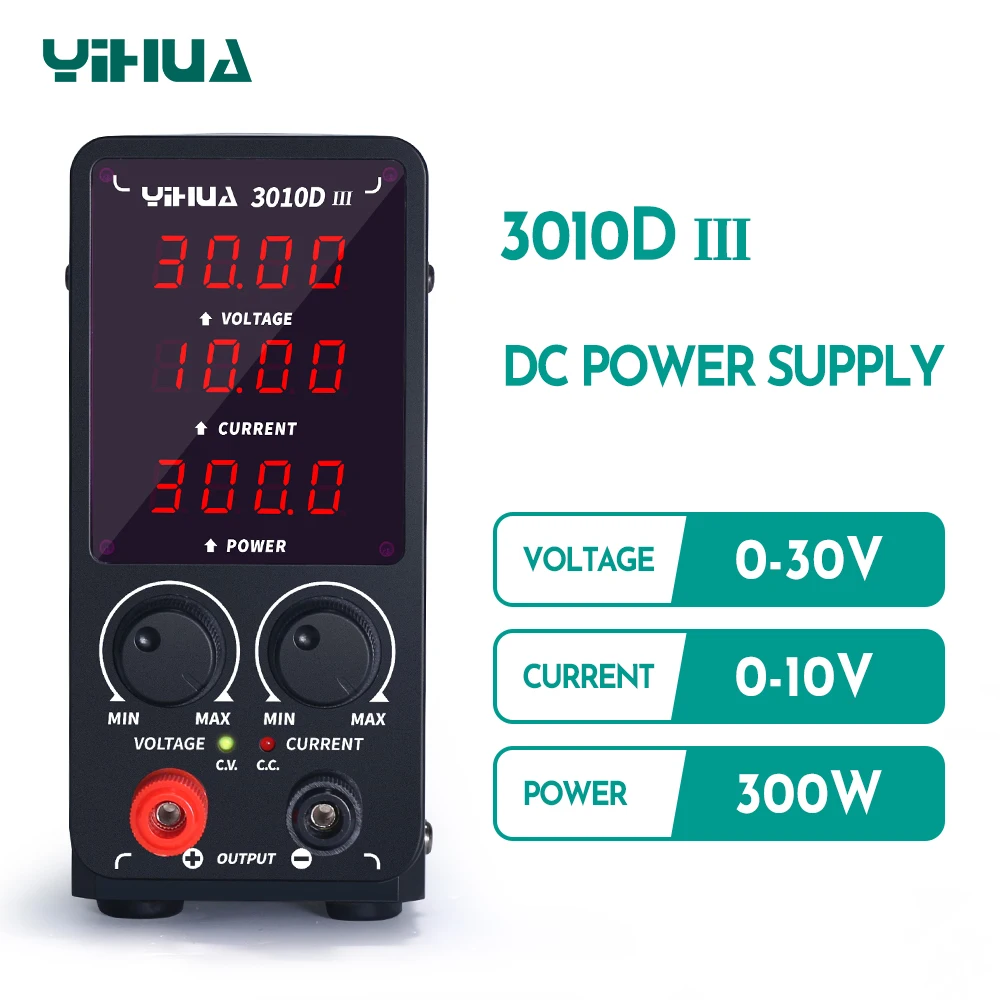 YIHUA 3010D 30V 10A Adjustable DC Power Supply Digital Lab Bench Power Source Stabilized Power Supply Voltage Regulator Switch