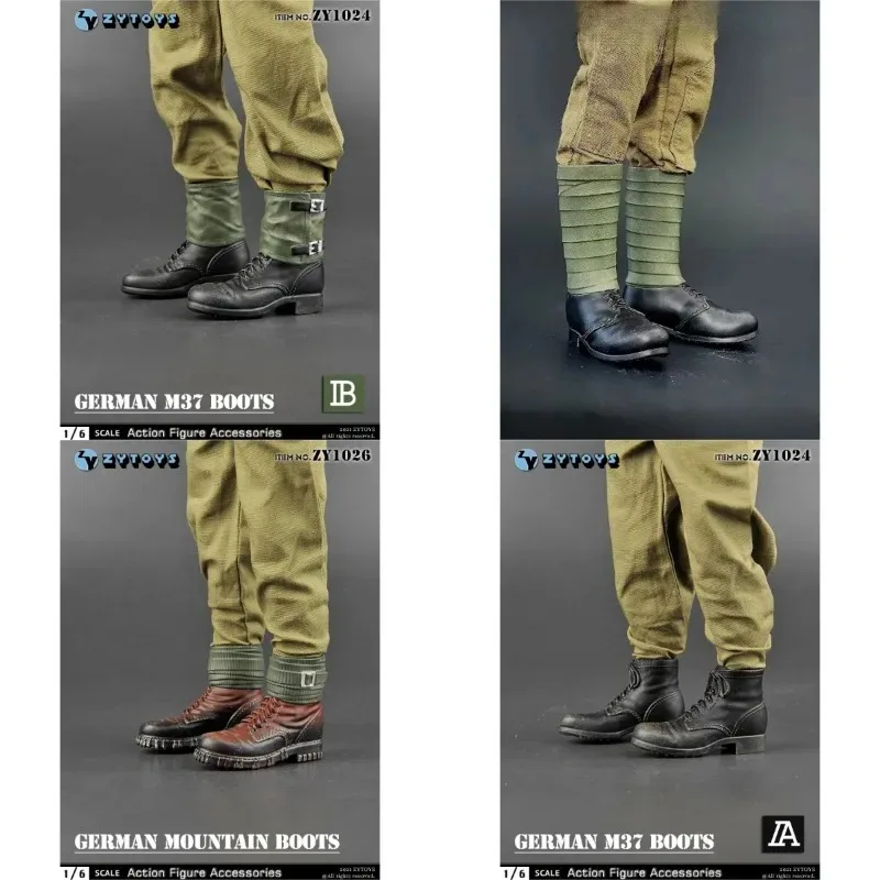 ZYTOYS ZY1034/24/26 1/6 Scale Male Soviet Union Army Lace-up Boots Soldier Hollow Shoes Model for 12'' Action Figures Body Toys