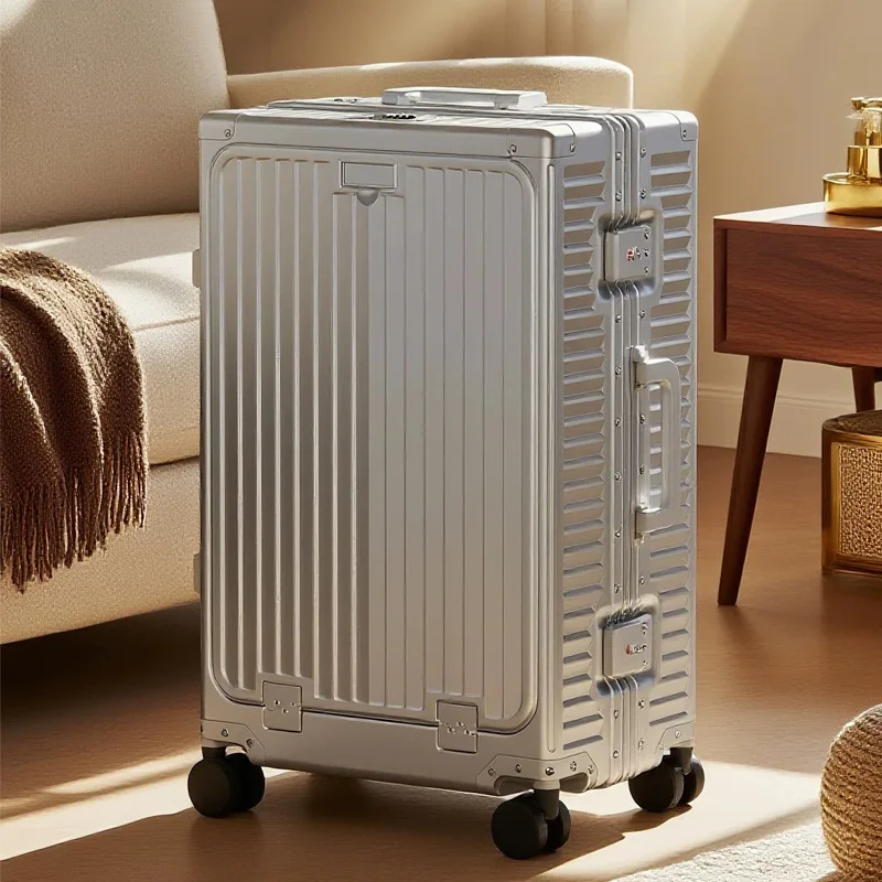 

Aluminum Alloy Front Opening 20 Inch Business Cabin Suitcase Metal Luggage Telescopic Handle TSA Lock Spinner Wheels Suitcases