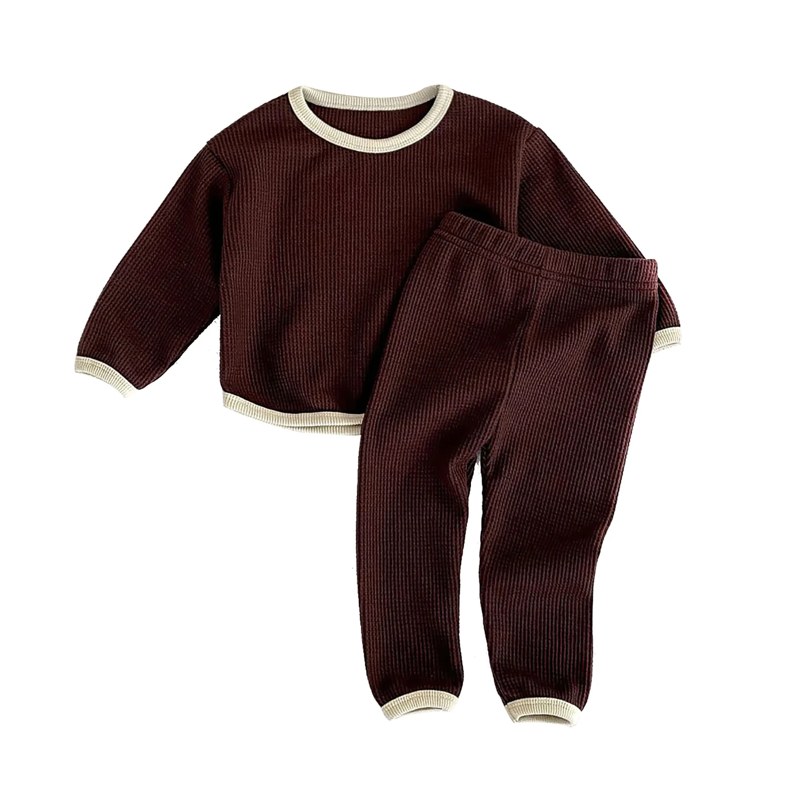 Baby Boys Girls Suit Casual Clothes Set Long Sleeve Round Neckline Top with Elastic Waistband Pants Autumn Costumes