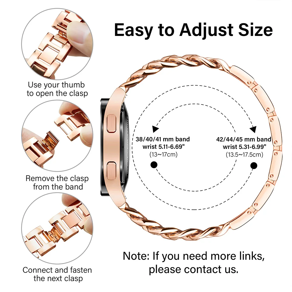 20mm 22mm Watchbands For Samsung Galaxy watch 6 5 4 Classic Metal Luxury bracelet Amazfit Bip 5/Bip3 pro/Balance/GTS/GTR 4 strap