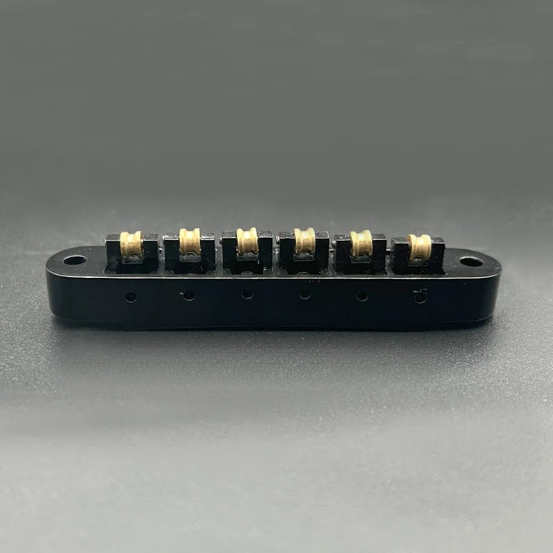 Guitar Tune-O-Matic Roller Saddle Bridge Replacement Part Compatible with LP SG Style 6 String Electric Guitar Black