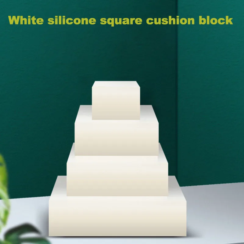 White silicone square cushion block, shockproof, anti slip, soundproof and wear-resistant