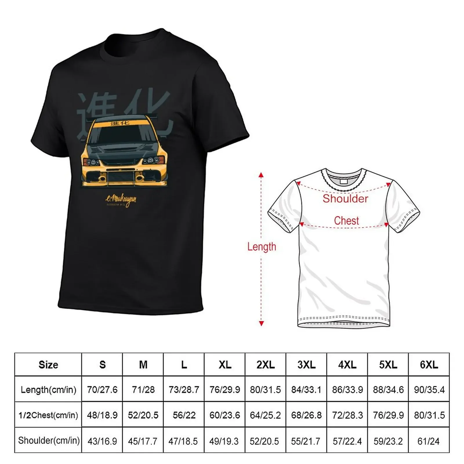 Lancer Evo IX (yellow) T-shirt plus sizes customizeds men clothes