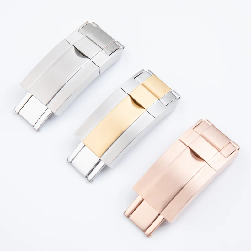 Stainless Steel Watch Band Buckle Foldable Oyster Constant Stainless Steel Clasp 16mm Precision Steel Watch Strap Buckle