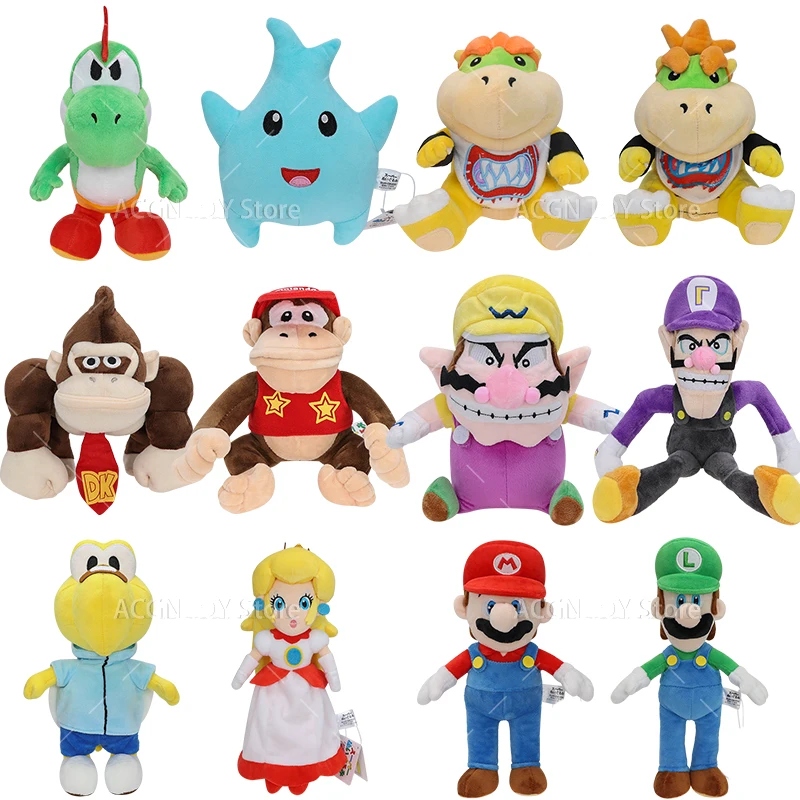 12 Styles Mario Bros Plush Yoshi Kid Lumalee Bowser Jr. Donkey Kong Diddy Kong Wario Waluigi TM Luigi Stuffed Toys Dolls Gifts