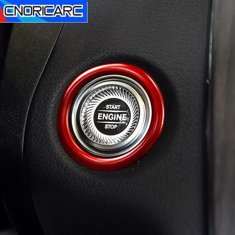 Car Console Key Start Stop Engine Button Circle Frame Carbon Pattern Trim For Mercedes Benz C E Class W205 W213 GLC X253 2019-21