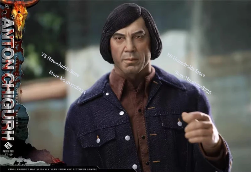 PRESENT TOYS PT-sp69 1/6 Scale Anton Chigurh Collectible Action Figure Black Hair Denim Cloth 12