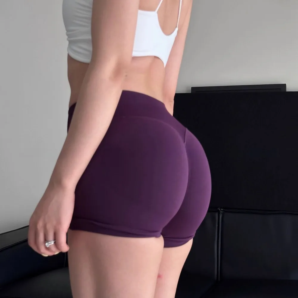 

No Logo Dynamic Shorts , Women's Seamless Scrunch Yoga High Waist Band Gym Short High Stretch Workout Biker Shorts